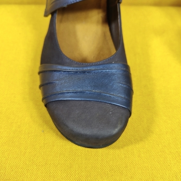 NAOT Attitude Women's Mary Jane Pump Block Heel Navy Leather Shoe Size 7-7.5 - Picture 3 of 9